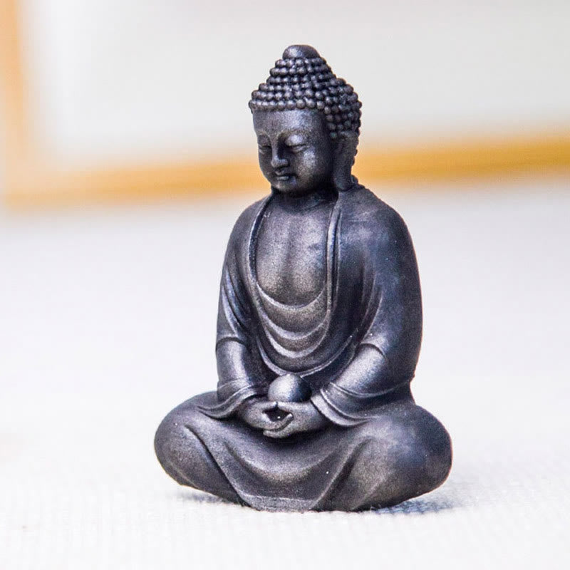 Buddha Stones Buddha tibetano in meditazione Statua in resina fusa ruggine polvere di ferro Decorazione della serenità
