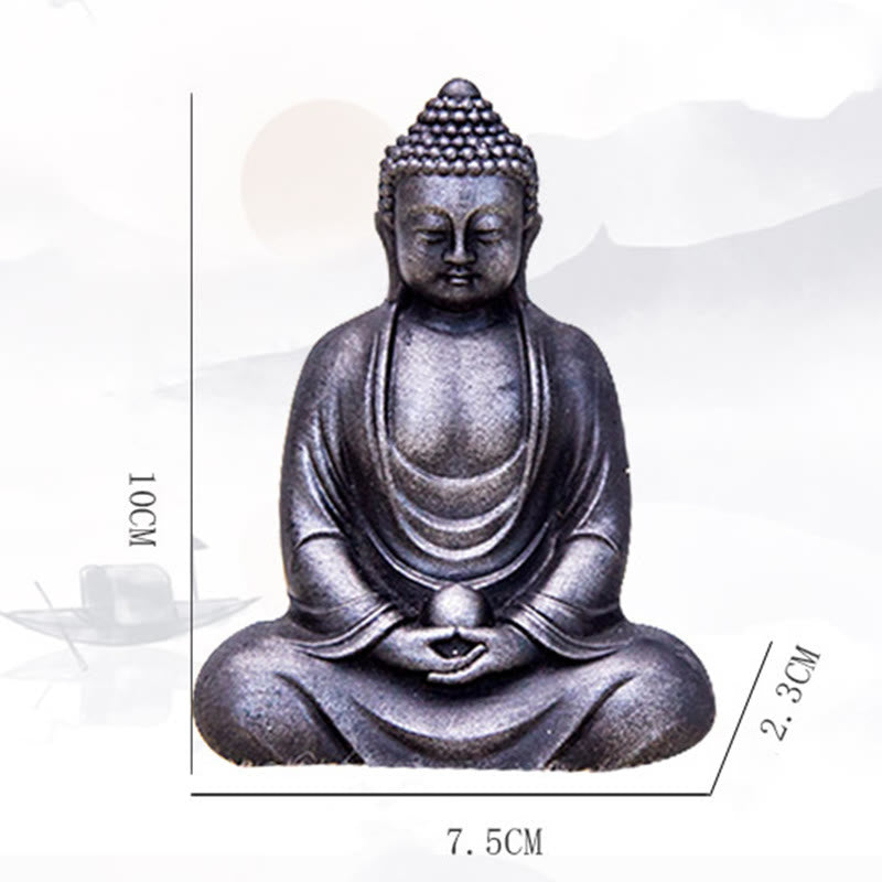 Buddha Stones Buddha tibetano in meditazione Statua in resina fusa ruggine polvere di ferro Decorazione della serenità