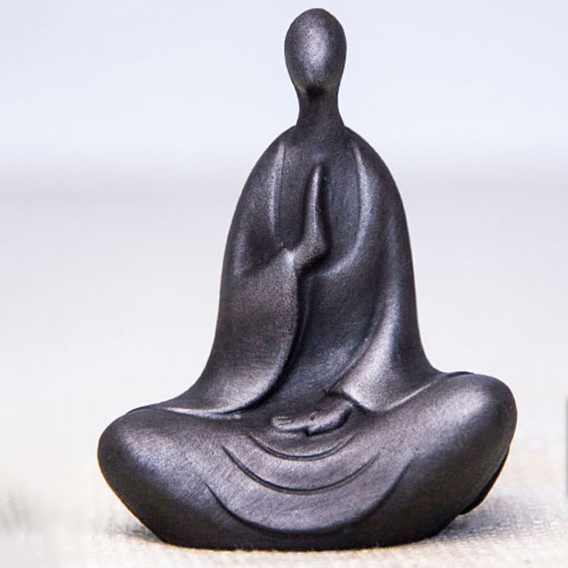 Buddha Stones Buddha tibetano polvere di ferro ruggine statua in resina fusa decorazione da scrivania - Buddha della meditazione 7,3*9 cm - Versione lucidata - image 6