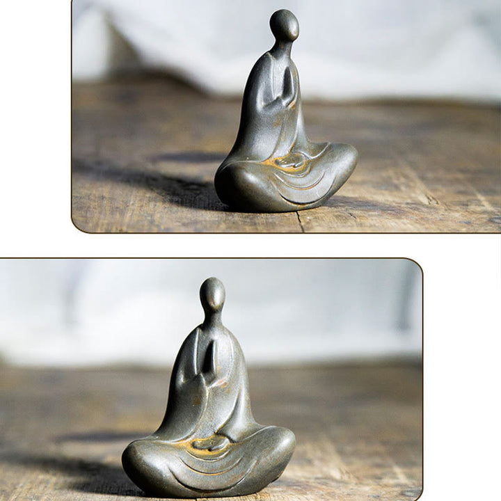 Buddha Stones Buddha tibetano polvere di ferro ruggine statua in resina fusa decorazione da scrivania