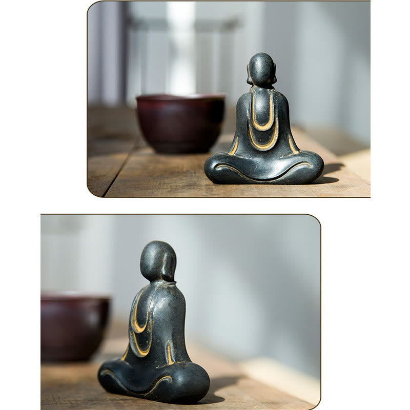 Buddha Stones Buddha tibetano polvere di ferro ruggine statua in resina fusa decorazione da scrivania