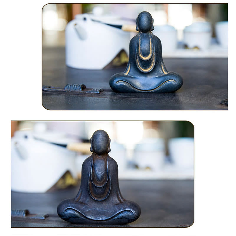 Buddha Stones Buddha tibetano polvere di ferro ruggine statua in resina fusa decorazione da scrivania