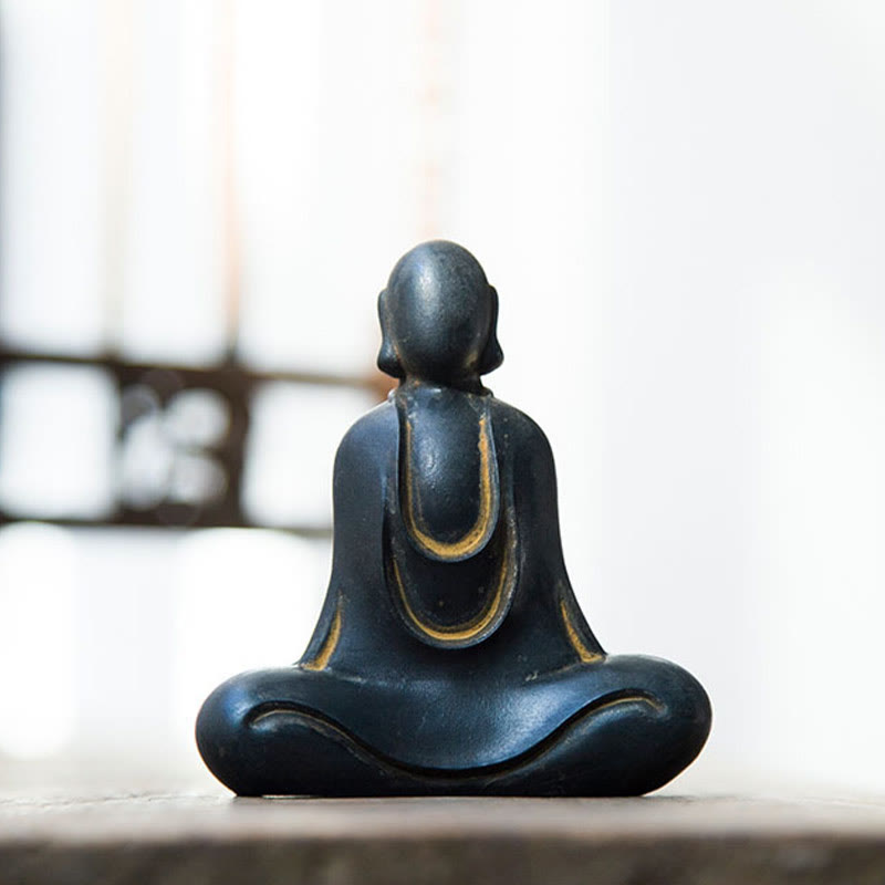 Buddha Stones Buddha tibetano polvere di ferro ruggine statua in resina fusa decorazione da scrivania - image 12