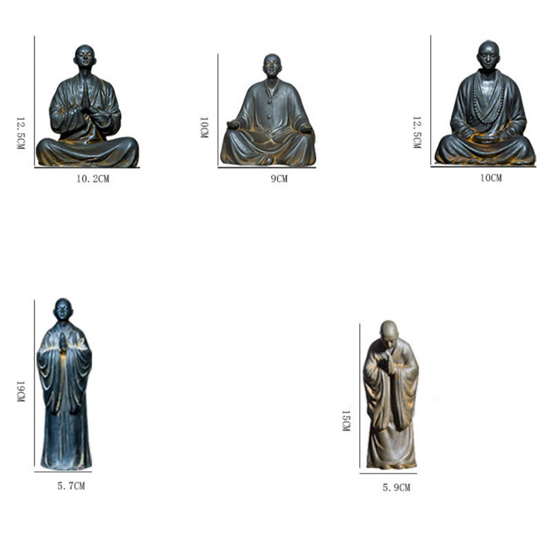 Buddha Stones Meditazione Monaco Preghiera Polvere di Ferro Ruggine Statua Resina Decorazione per la Casa