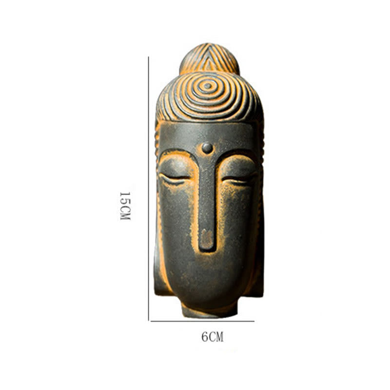Buddha Stones Occhi Chiusi Buddha in Meditazione Statua in Resina Ruggine Polvere di Ferro Decorazione per la Casa