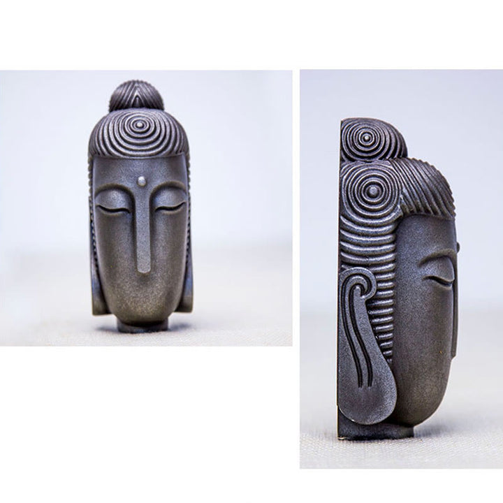Buddha Stones Occhi Chiusi Buddha in Meditazione Statua in Resina Ruggine Polvere di Ferro Decorazione per la Casa