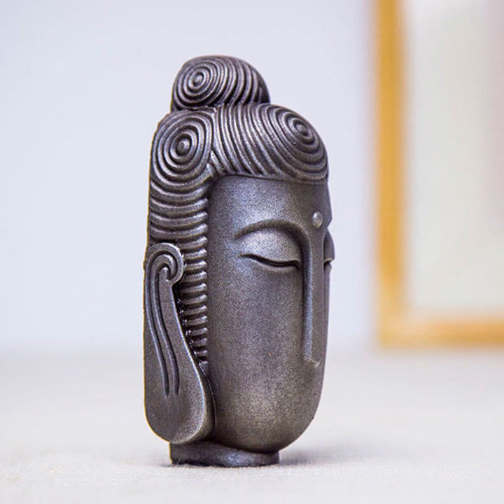 Buddha Stones Occhi Chiusi Buddha in Meditazione Statua in Resina Ruggine Polvere di Ferro Decorazione per la Casa