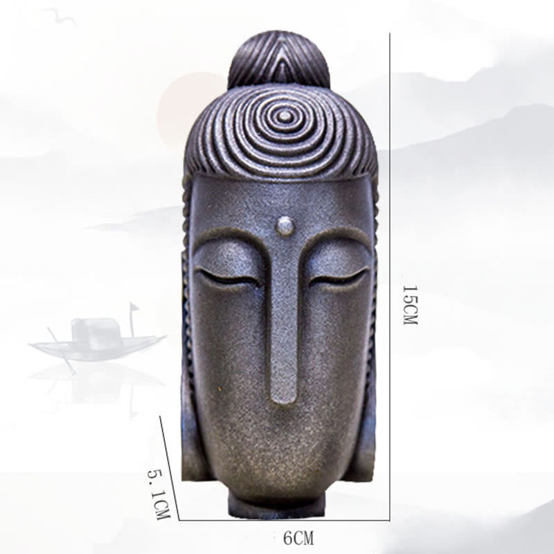 Buddha Stones Occhi Chiusi Buddha in Meditazione Statua in Resina Ruggine Polvere di Ferro Decorazione per la Casa