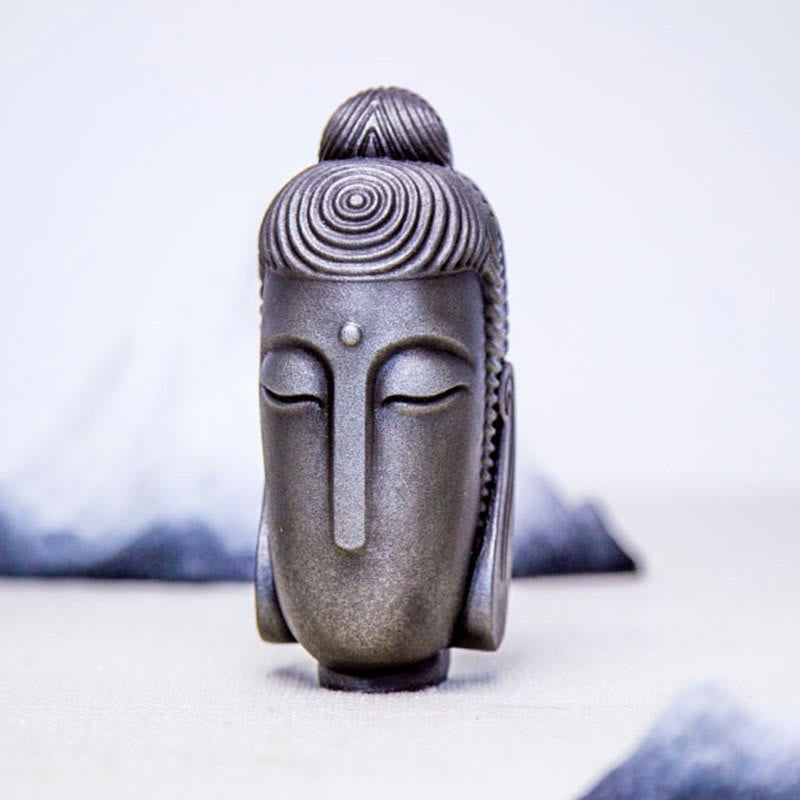 Buddha Stones Occhi Chiusi Buddha in Meditazione Statua in Resina Ruggine Polvere di Ferro Decorazione per la Casa