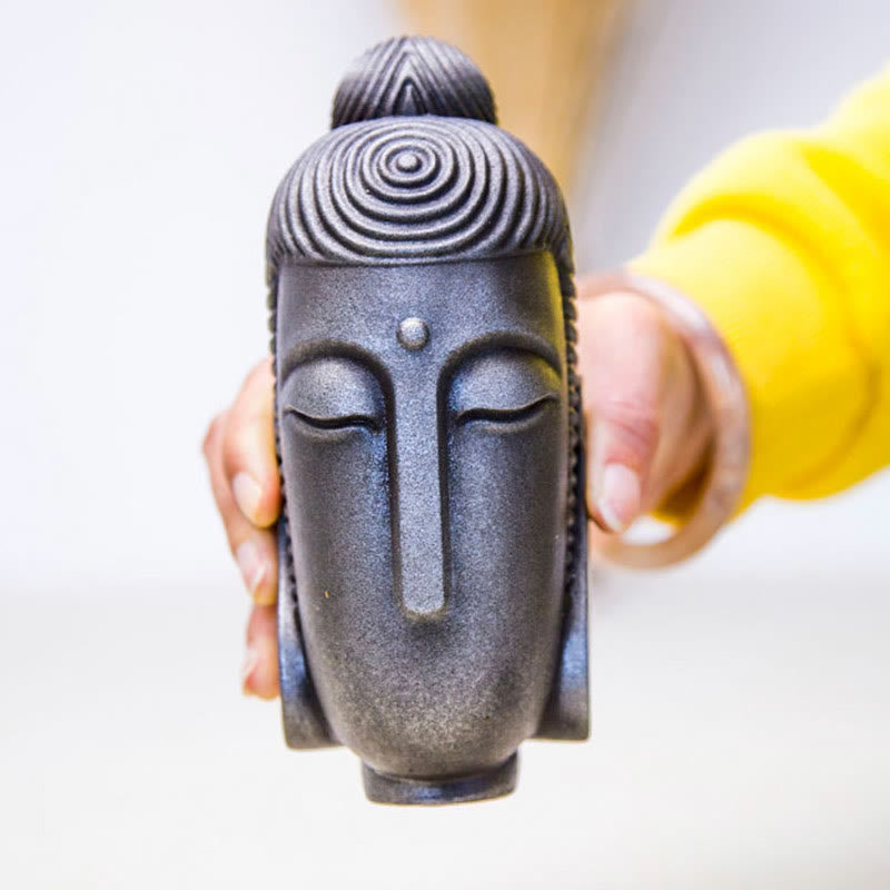 Buddha Stones Occhi Chiusi Buddha in Meditazione Statua in Resina Ruggine Polvere di Ferro Decorazione per la Casa