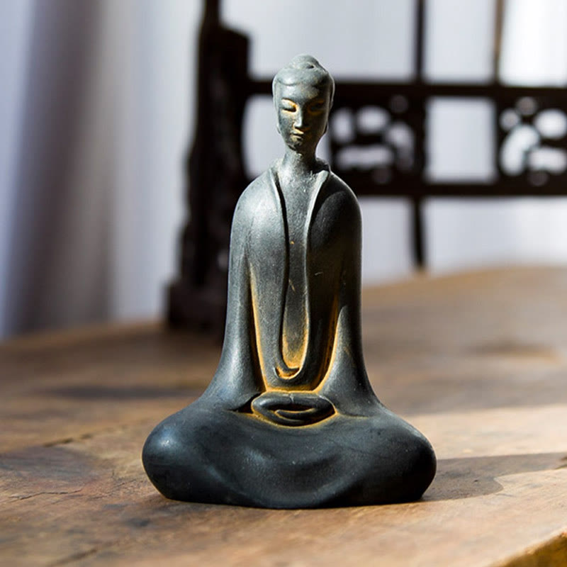 Buddha Stones Fatto a Mano Buddha Sakyamuni Polvere di Ferro Ruggine Statua in Resina Decorazione per la Casa