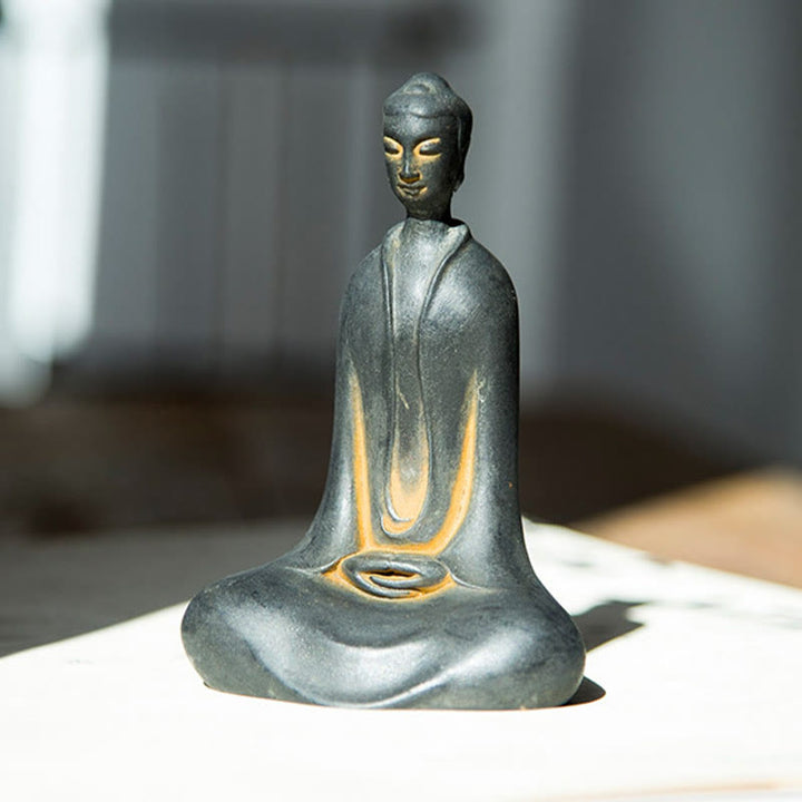 Buddha Stones Fatto a Mano Buddha Sakyamuni Polvere di Ferro Ruggine Statua in Resina Decorazione per la Casa