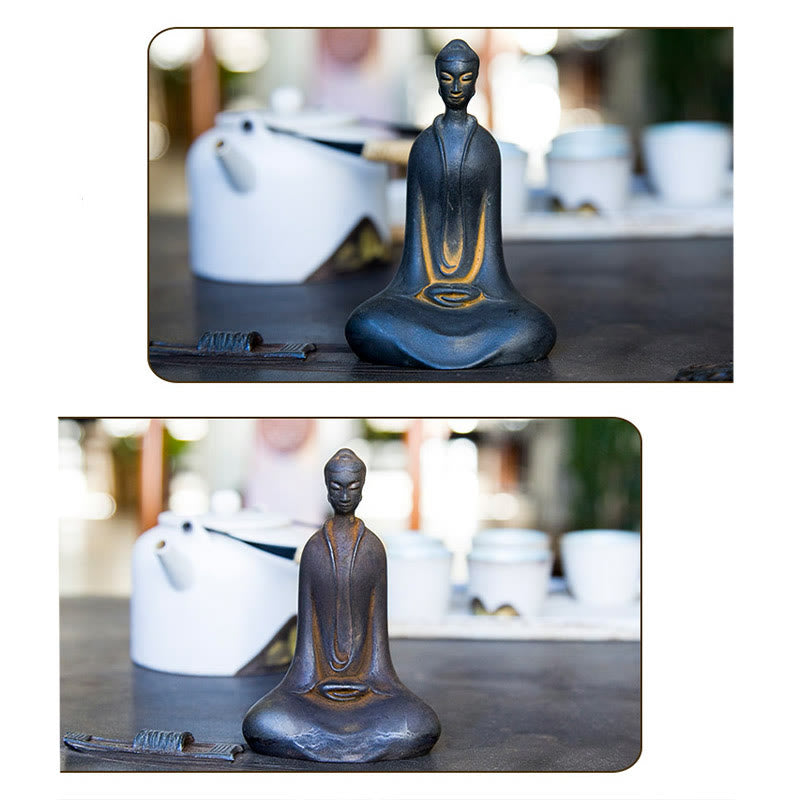 Buddha Stones Fatto a Mano Buddha Sakyamuni Polvere di Ferro Ruggine Statua in Resina Decorazione per la Casa