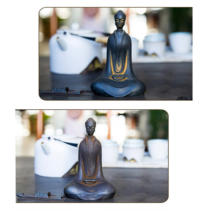 Buddha Stones Fatto a Mano Buddha Sakyamuni Polvere di Ferro Ruggine Statua in Resina Decorazione per la Casa