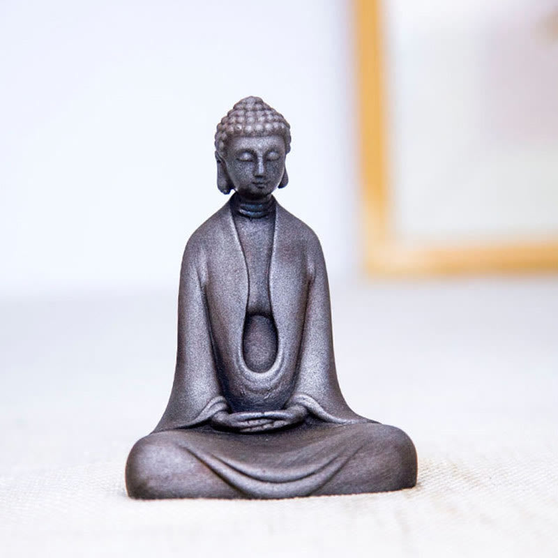 Buddha Stones Meditazione fatta a mano Buddha Sakyamuni Polvere di ferro Ruggine Statua in resina Decorazione