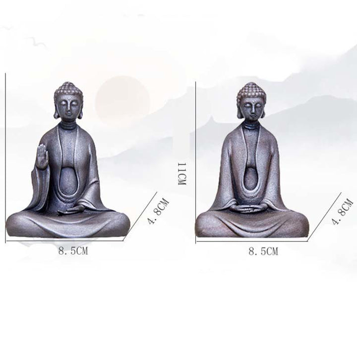 Buddha Stones Meditazione fatta a mano Buddha Sakyamuni Polvere di ferro Ruggine Statua in resina Decorazione