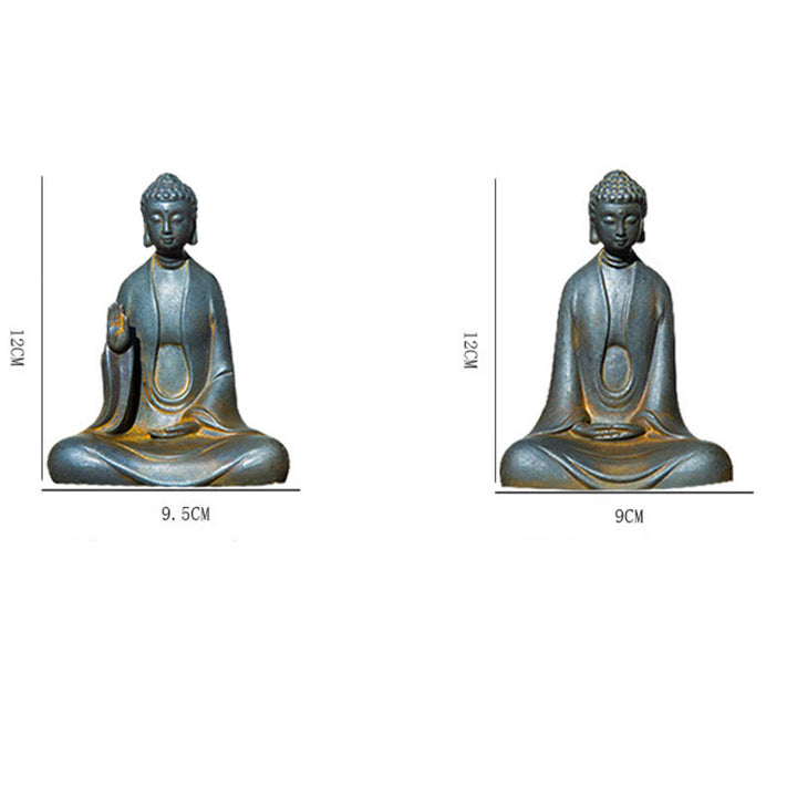 Buddha Stones Meditazione fatta a mano Buddha Sakyamuni Polvere di ferro Ruggine Statua in resina Decorazione