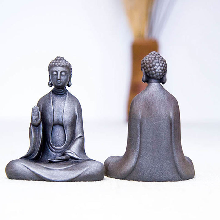 Buddha Stones Meditazione fatta a mano Buddha Sakyamuni Polvere di ferro Ruggine Statua in resina Decorazione