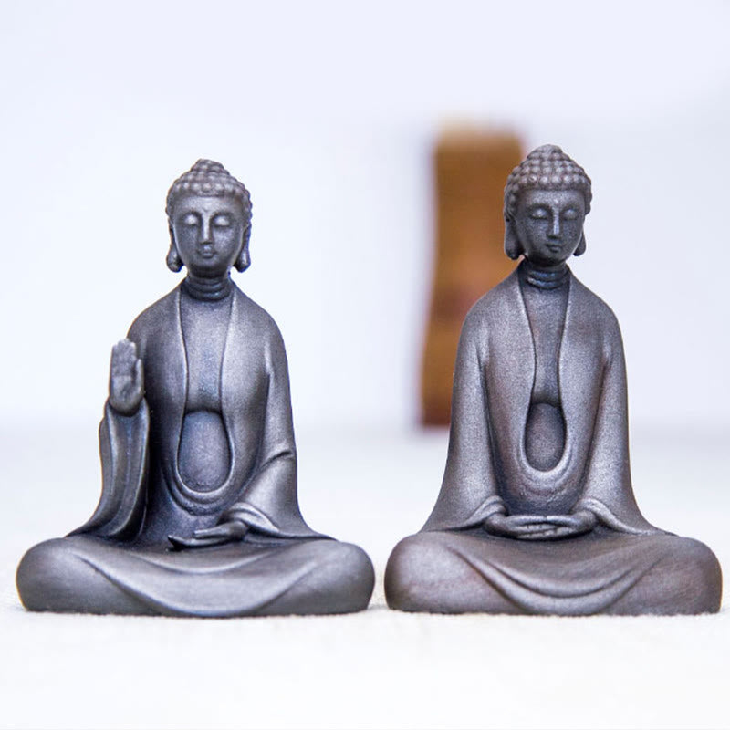 Buddha Stones Meditazione fatta a mano Buddha Sakyamuni Polvere di ferro Ruggine Statua in resina Decorazione