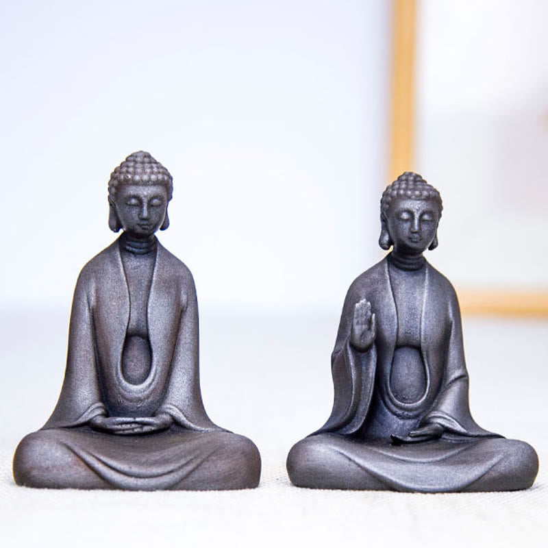 Buddha Stones Meditazione fatta a mano Buddha Sakyamuni Polvere di ferro Ruggine Statua in resina Decorazione