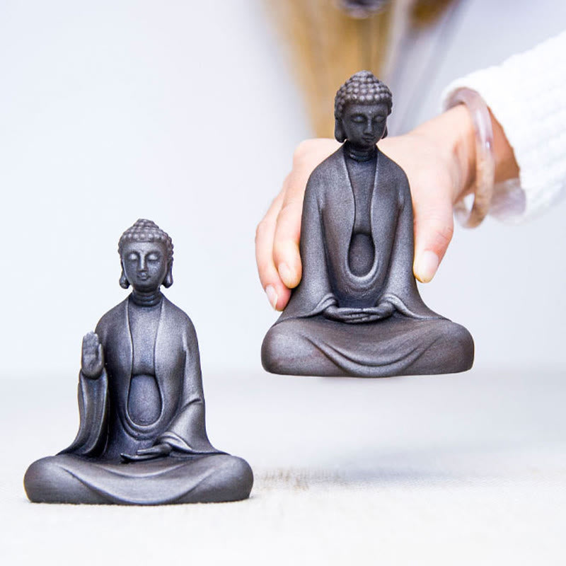 Buddha Stones Meditazione fatta a mano Buddha Sakyamuni Polvere di ferro Ruggine Statua in resina Decorazione
