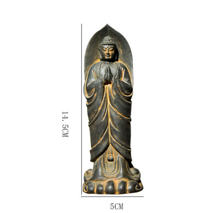 Decorazione della statua in resina colata di polvere di ferro Sakyamuni Buddha Namaste fatta a mano Buddha Stones