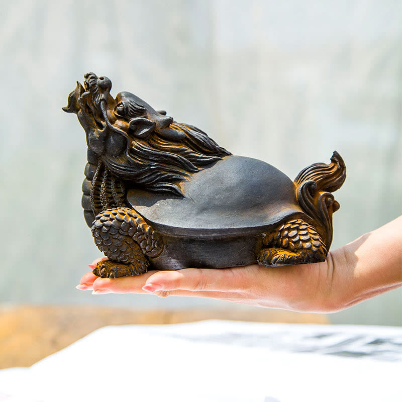 Buddha Stones fatte a mano Drago tartaruga Polvere di ferro Ruggine Statua in resina Decorazione per la casa