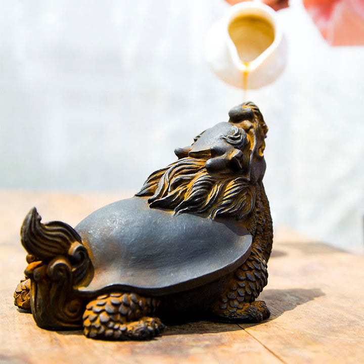 Buddha Stones fatte a mano Drago tartaruga Polvere di ferro Ruggine Statua in resina Decorazione per la casa