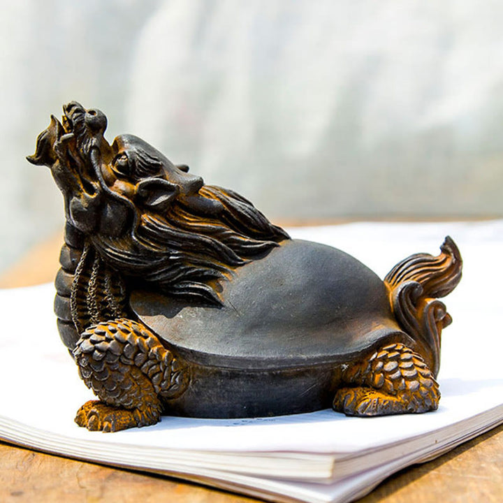 Buddha Stones fatte a mano Drago tartaruga Polvere di ferro Ruggine Statua in resina Decorazione per la casa