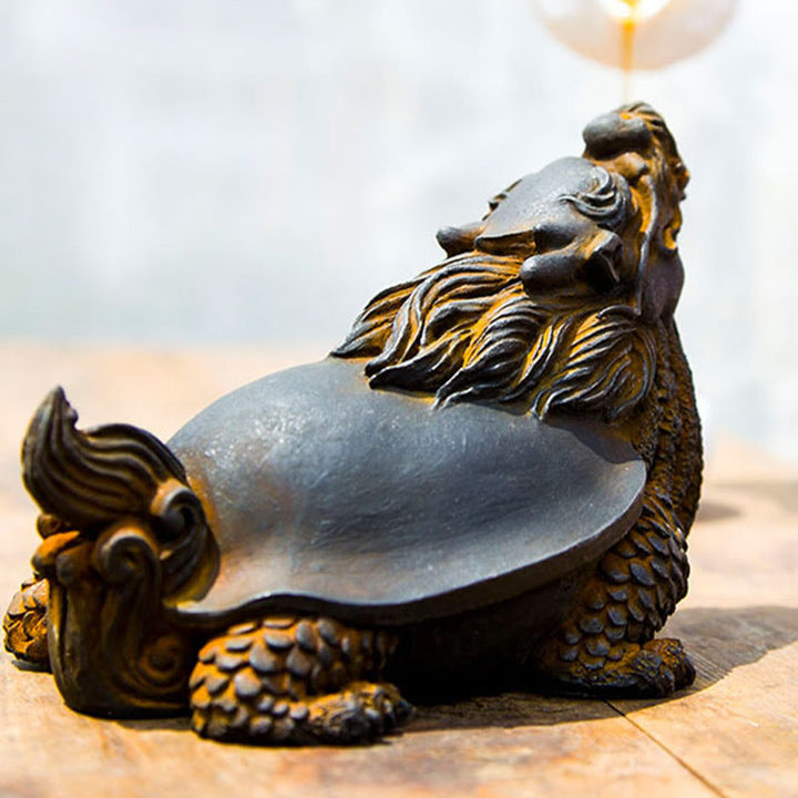 Buddha Stones fatte a mano Drago tartaruga Polvere di ferro Ruggine Statua in resina Decorazione per la casa