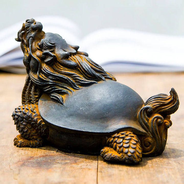 Buddha Stones fatte a mano Drago tartaruga Polvere di ferro Ruggine Statua in resina Decorazione per la casa