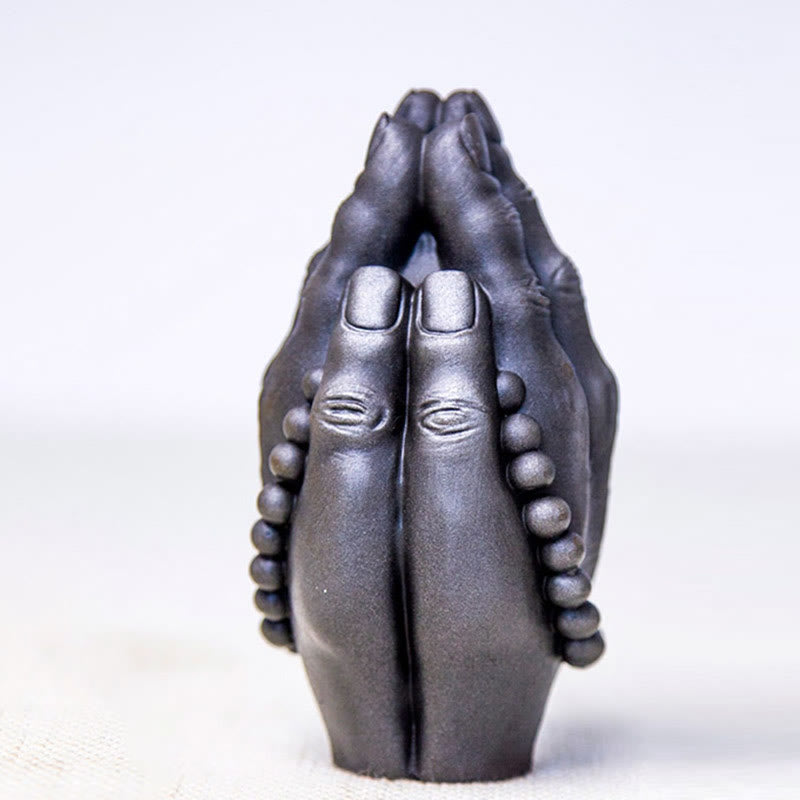 Buddha Stones fatte a mano Buddha mano Namaste polvere di ferro ruggine statua in resina decorazione