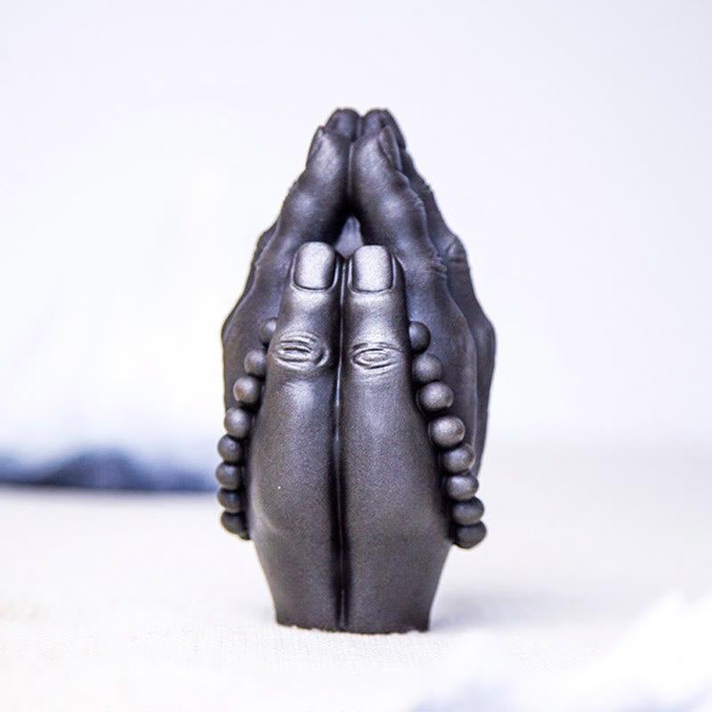 Buddha Stones fatte a mano Buddha mano Namaste polvere di ferro ruggine statua in resina decorazione