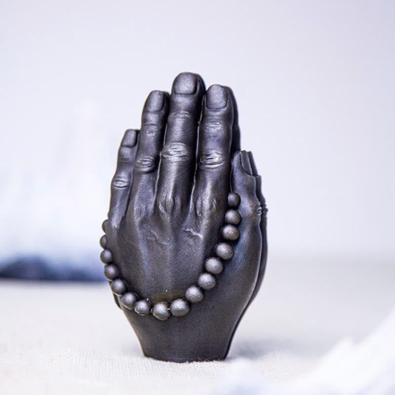 Buddha Stones fatte a mano Buddha mano Namaste polvere di ferro ruggine statua in resina decorazione