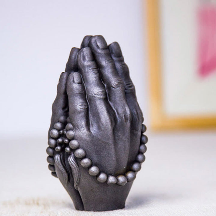 Buddha Stones fatte a mano Buddha mano Namaste polvere di ferro ruggine statua in resina decorazione