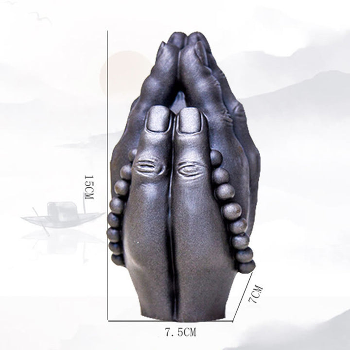 Buddha Stones fatte a mano Buddha mano Namaste polvere di ferro ruggine statua in resina decorazione