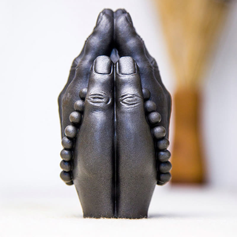Buddha Stones fatte a mano Buddha mano Namaste polvere di ferro ruggine statua in resina decorazione