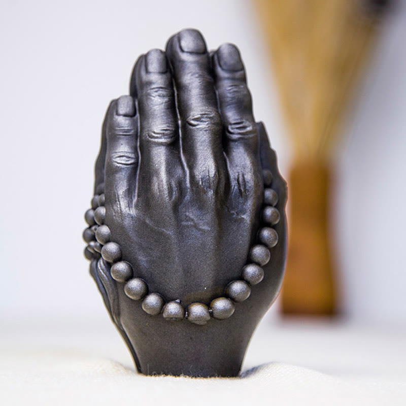 Buddha Stones fatte a mano Buddha mano Namaste polvere di ferro ruggine statua in resina decorazione