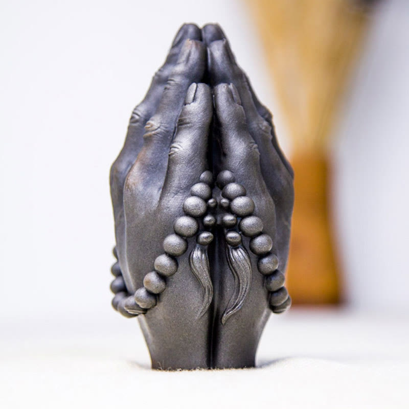 Buddha Stones fatte a mano Buddha mano Namaste polvere di ferro ruggine statua in resina decorazione