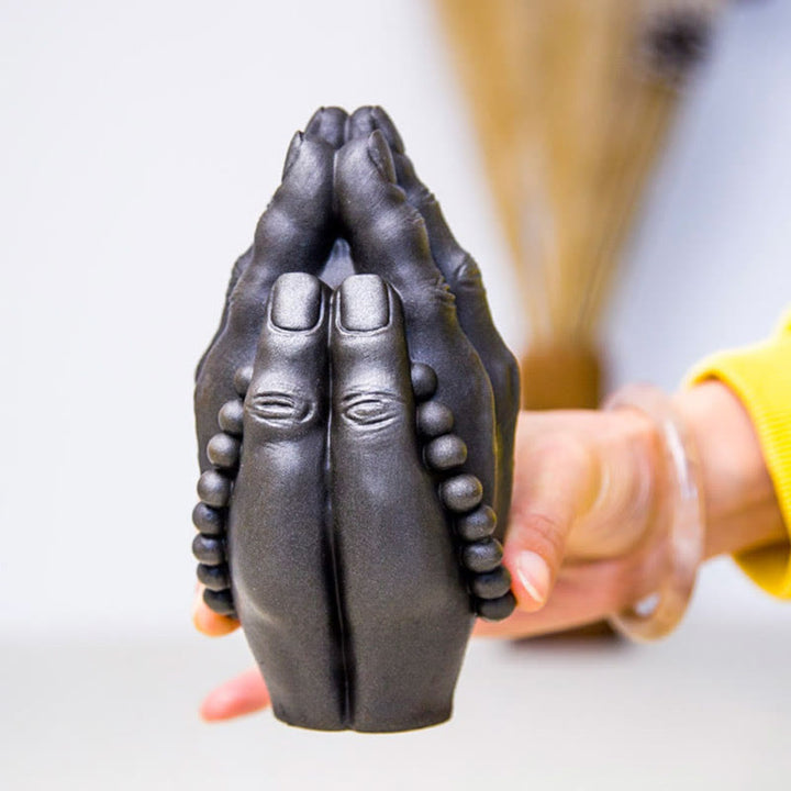 Buddha Stones fatte a mano Buddha mano Namaste polvere di ferro ruggine statua in resina decorazione