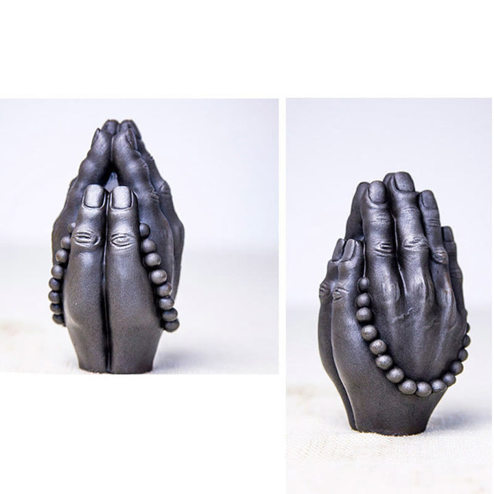 Buddha Stones fatte a mano Buddha mano Namaste polvere di ferro ruggine statua in resina decorazione