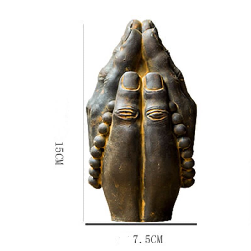 Buddha Stones fatte a mano Buddha mano Namaste polvere di ferro ruggine statua in resina decorazione