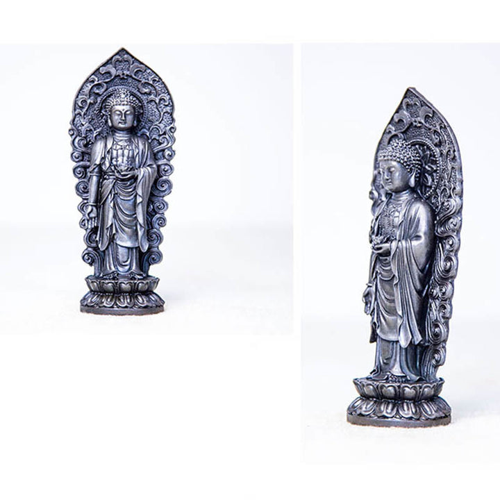 Buddha Stones fatte a mano Amitabha Guanyin Avalokitesvara Mahasthamaprapta Polvere di ferro Ruggine Statua in resina colata Decorazione - image 29