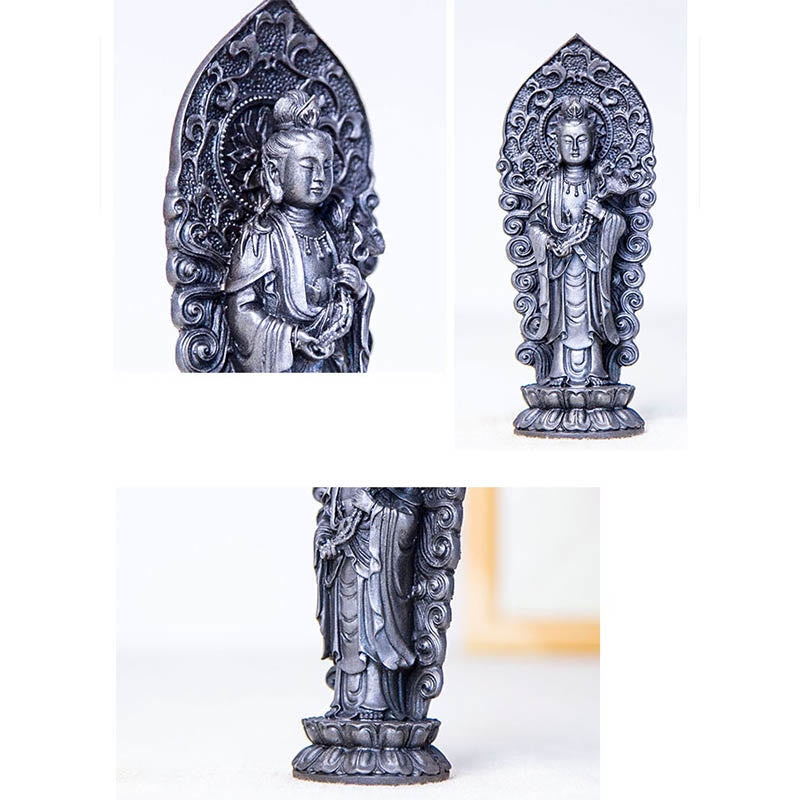 Buddha Stones fatte a mano Amitabha Guanyin Avalokitesvara Mahasthamaprapta Polvere di ferro Ruggine Statua in resina colata Decorazione - image 26