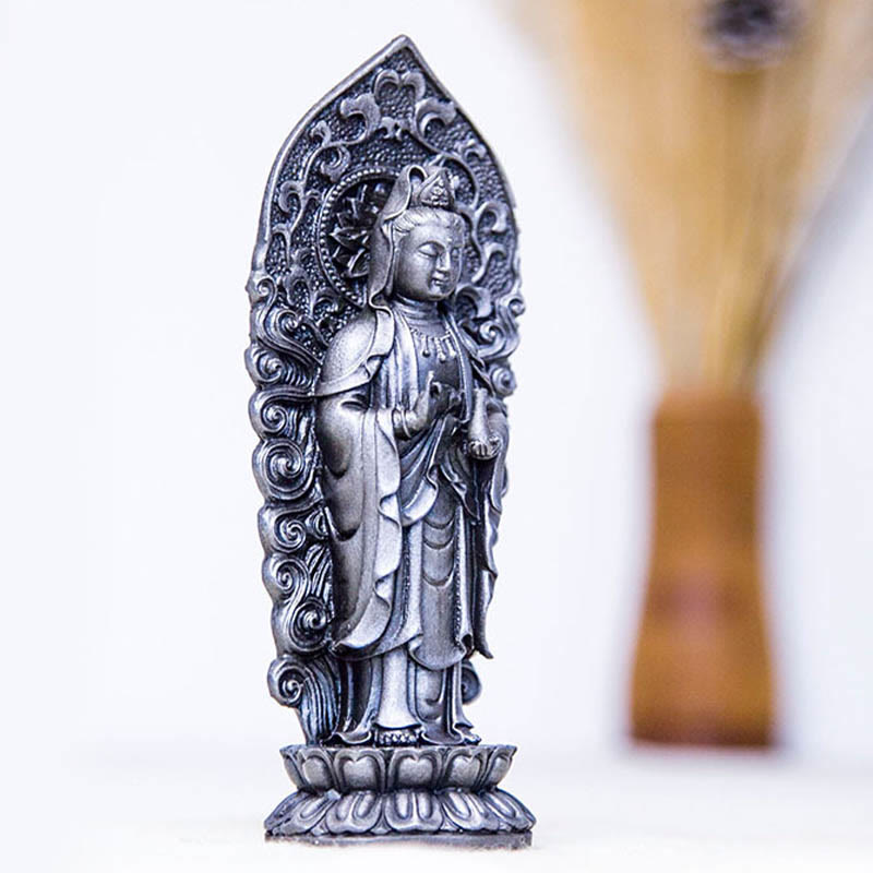 Buddha Stones fatte a mano Amitabha Guanyin Avalokitesvara Mahasthamaprapta Polvere di ferro Ruggine Statua in resina colata Decorazione
