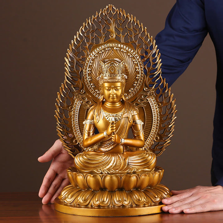 Buddha Stones Tathagata Buddha Figurina Serenità Statua in rame Decorazione per la casa Offerta