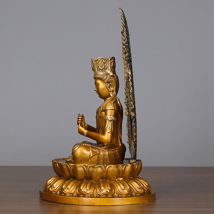 Buddha Stones Tathagata Buddha Figurina Serenità Statua in rame Decorazione per la casa Offerta