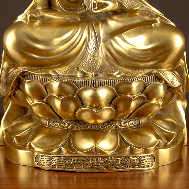 Buddha Stones Kwan Yin Avalokitesvara Ricchezza Ottone Rame Statua Casa Scrivania Decorazione - image 10