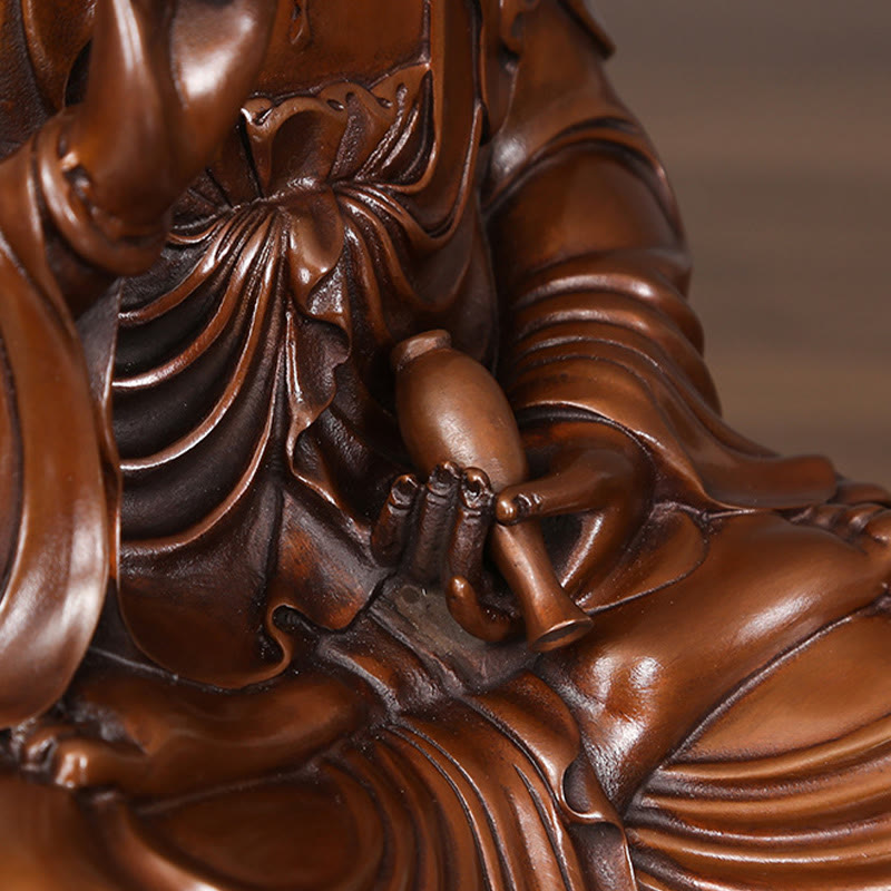 Buddha Stones Kwan Yin Avalokitesvara Lotus Ricchezza Statua in Rame Decorazione per la Scrivania di Casa - image 11