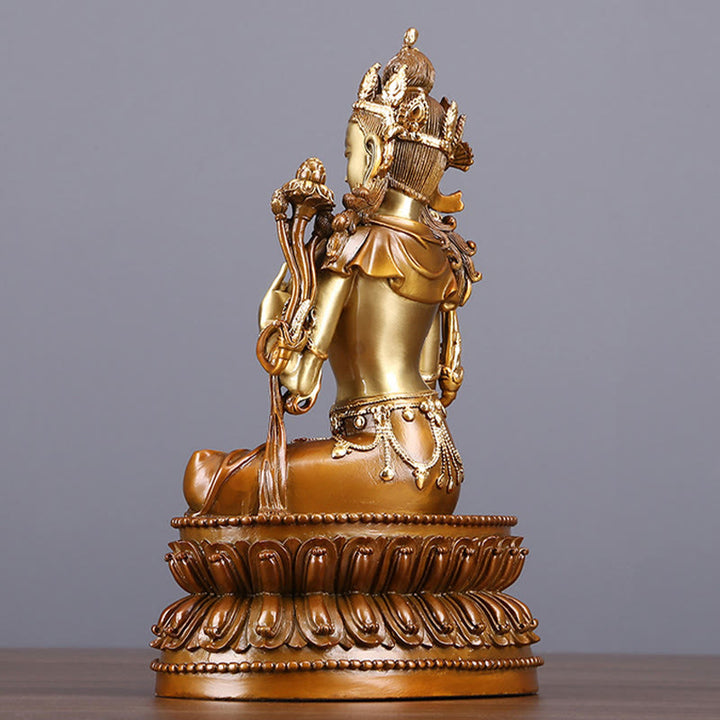 Buddha Stones Bodhisattva Tara Verde Figurina Protezione Ottone Rame Statua Casa Offerta Decorazione